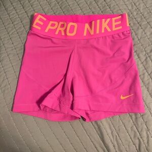 Like New Nike Pro 3inch Hot Pink and Orange Shorts